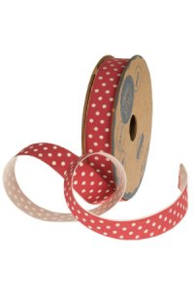 Baumwollband rot mit Punkten, 15mm breit, 2m